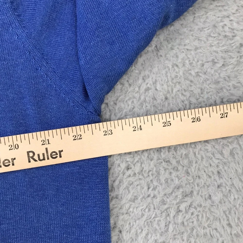 Peter Millar Sweater Mens L Blue Silk Cotton Cashmere Knit V Neck Pullover *Flaw